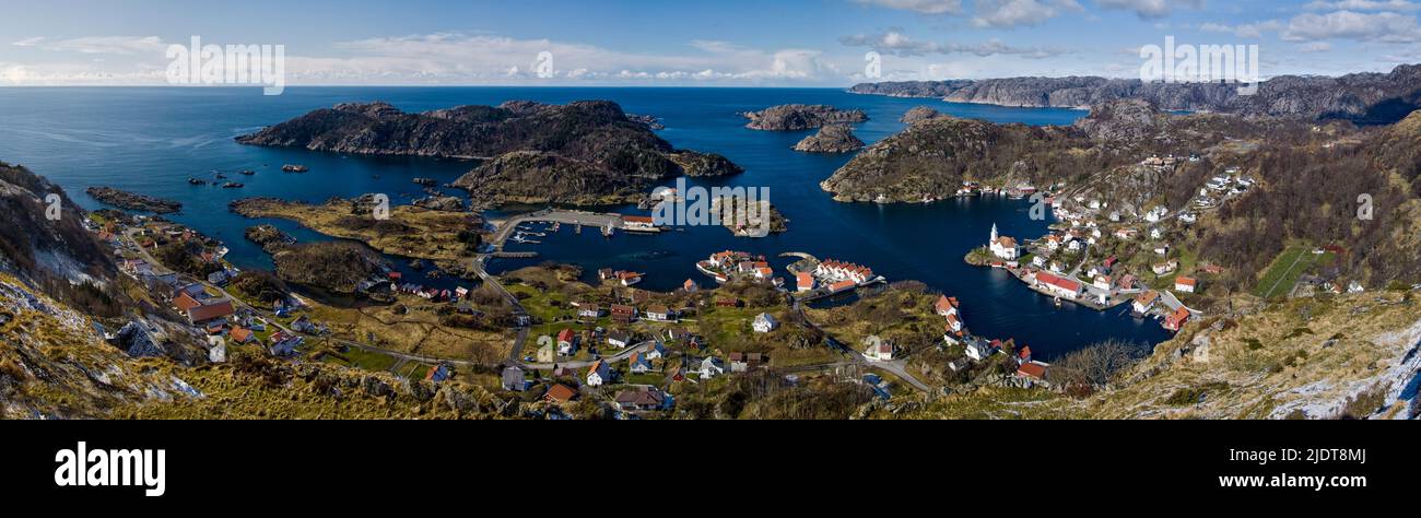 Overlooking the village of Kirkehamn on the island of Hidra in Vest-Agder, south-western Norway. Stock Photo