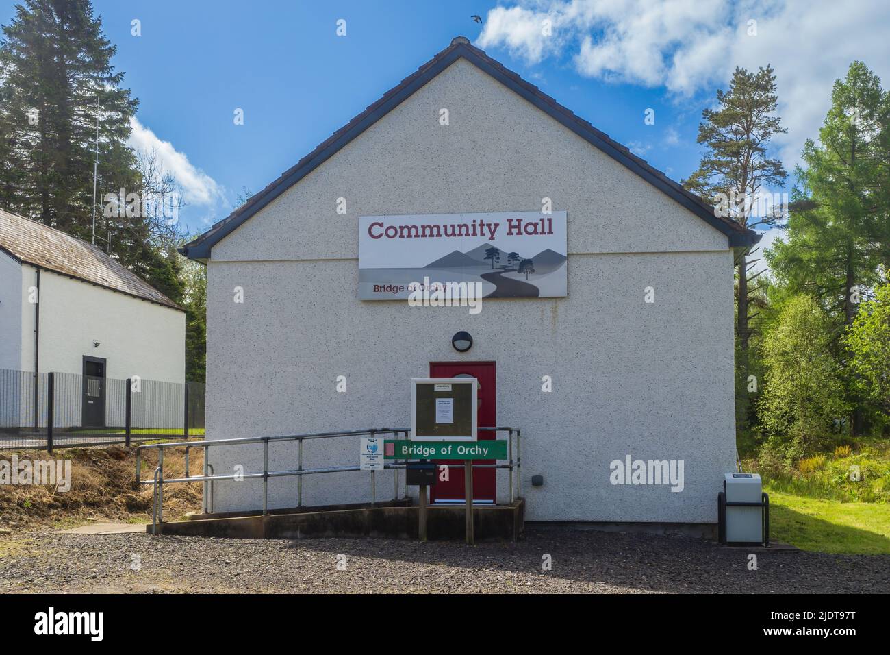 19.05.2022 Tyndrum, Stirling, Scotland, UK. The Community Hall is a valuable resource for Bridge of Orchy and surrounding communities. The Hall is ava Stock Photo