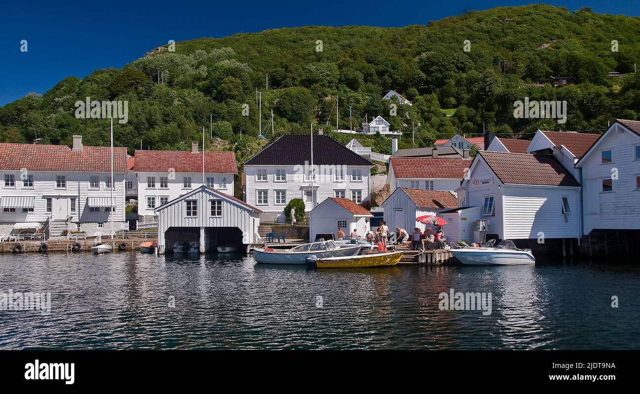 Mid-summer at Rasvaag, a small settlement on the island of Hidra in south-western Norway. Stock Photo