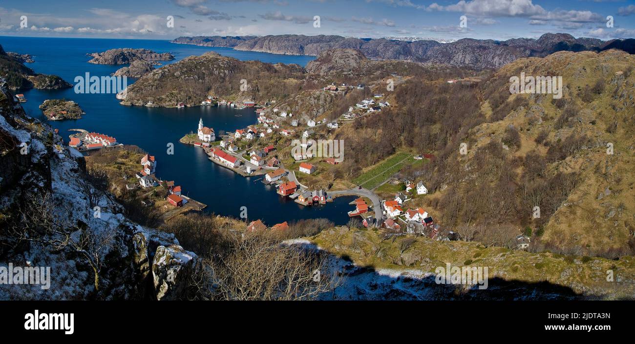 The village Kirkehamn on the island of Hidra, Agder, Norway. Stock Photo