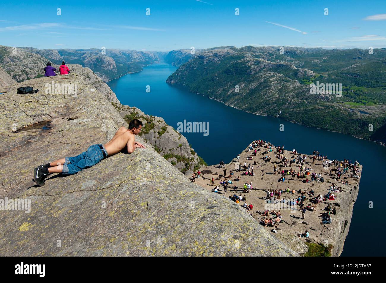 The world famous Pulpit Rock at Lysefjorden, Rogaland county, south ...