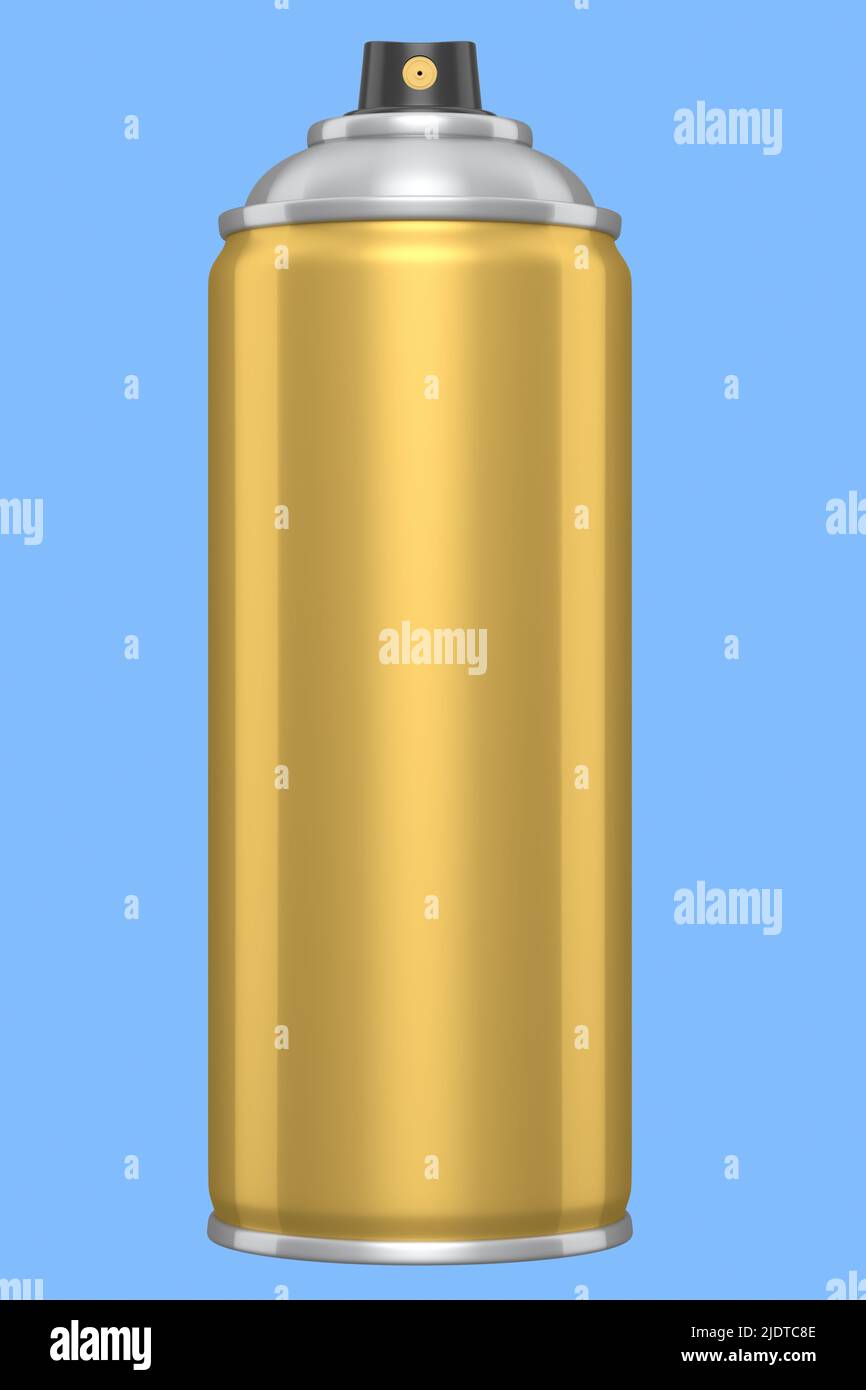 Can of spray paint isolated on blue background. 3d render spray paint