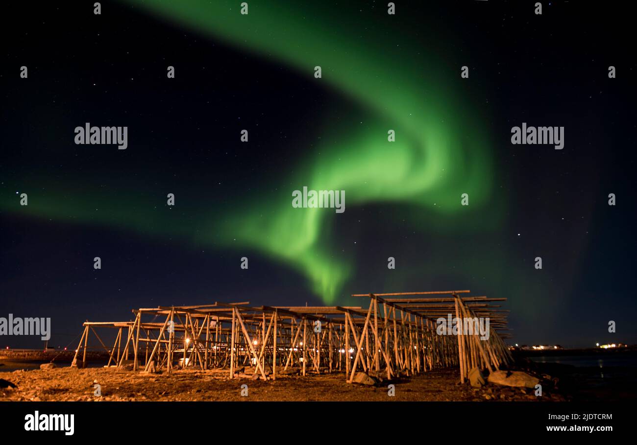 Northern Lights seen from the island of Röst (Lofoten, Norway) in