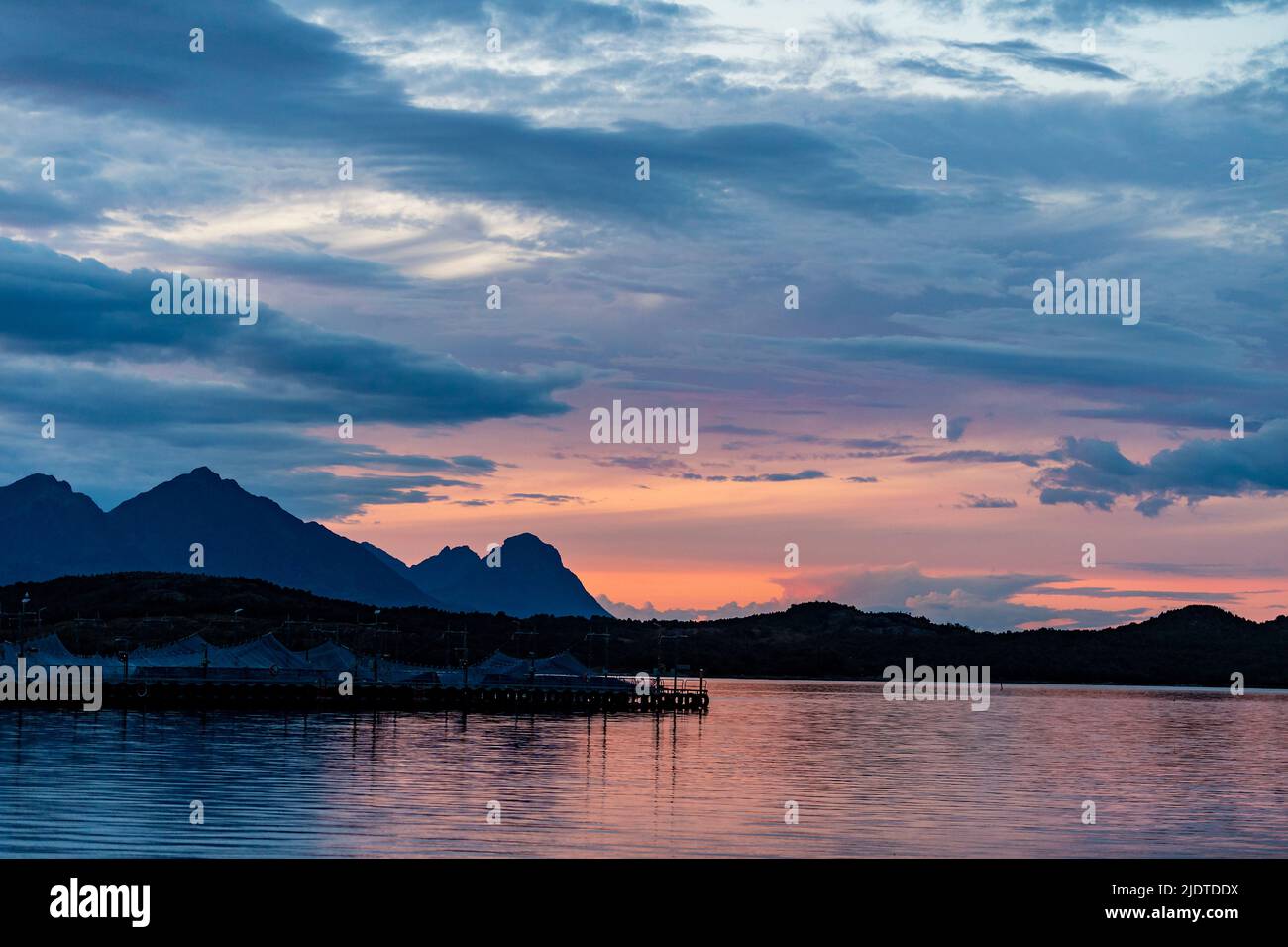 Sunset at Bogøy, Steigen county, Nordland, Norway. Stock Photo