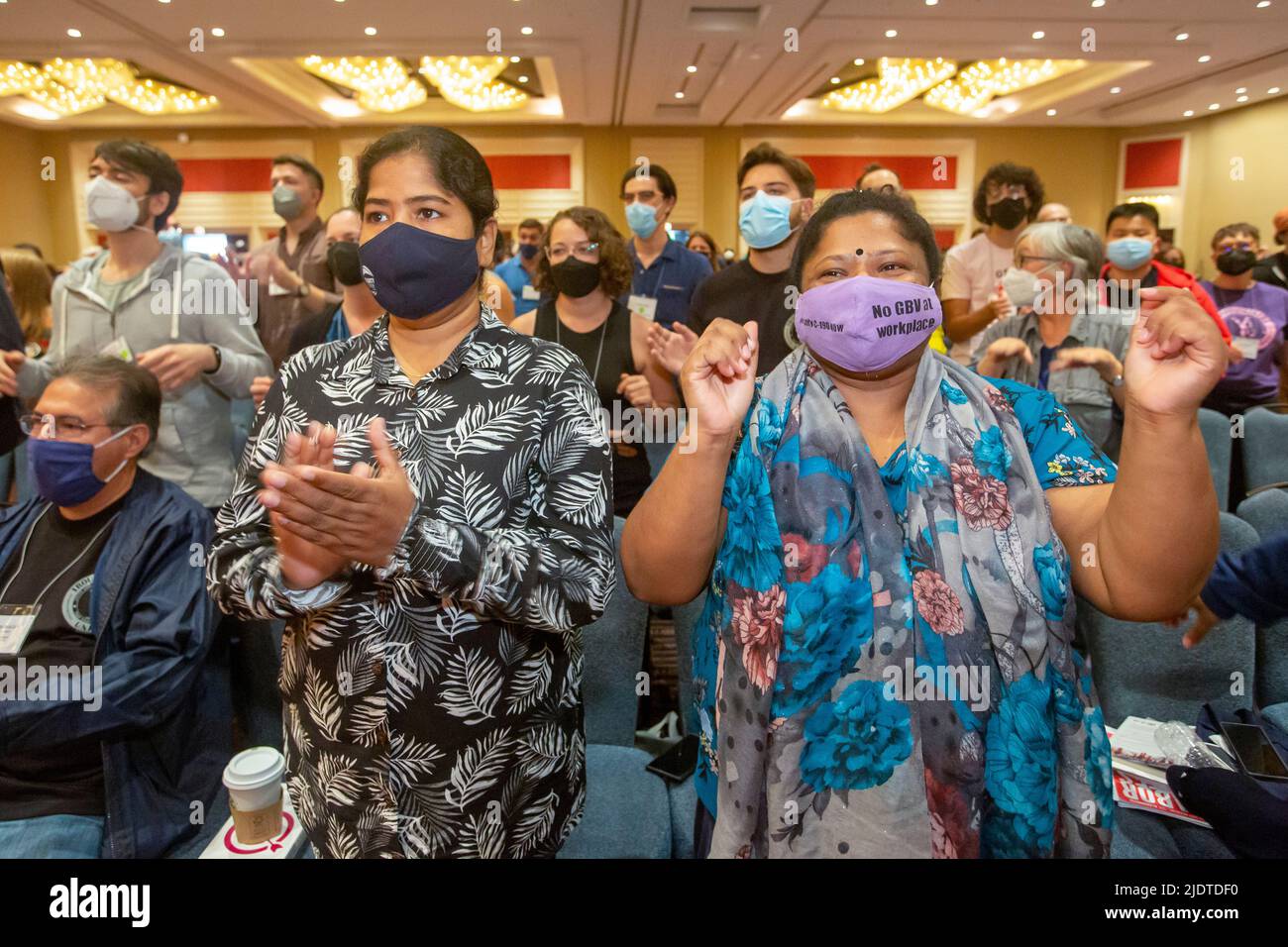 Chicago, Illinois - Kalpona Akter and Nomita Nath, presidents of Bangladeshi garment worker unions, at the 2022 Labor Notes conference. Four thousand Stock Photo