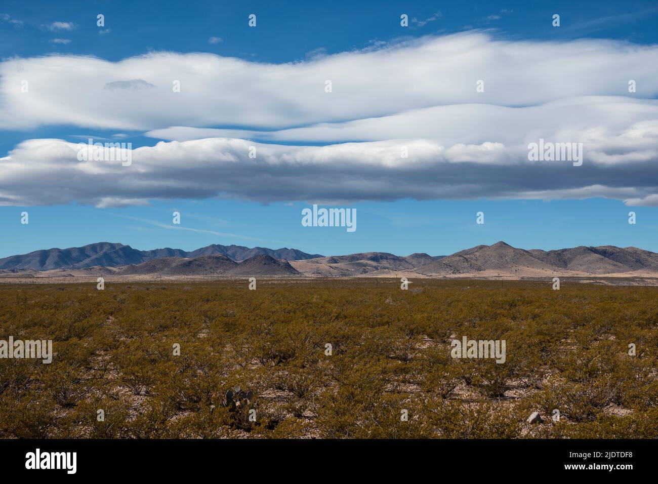 USA, New Mexico, Cuchillo, Clouds over desert landscape in Gila National Forest Stock Photo