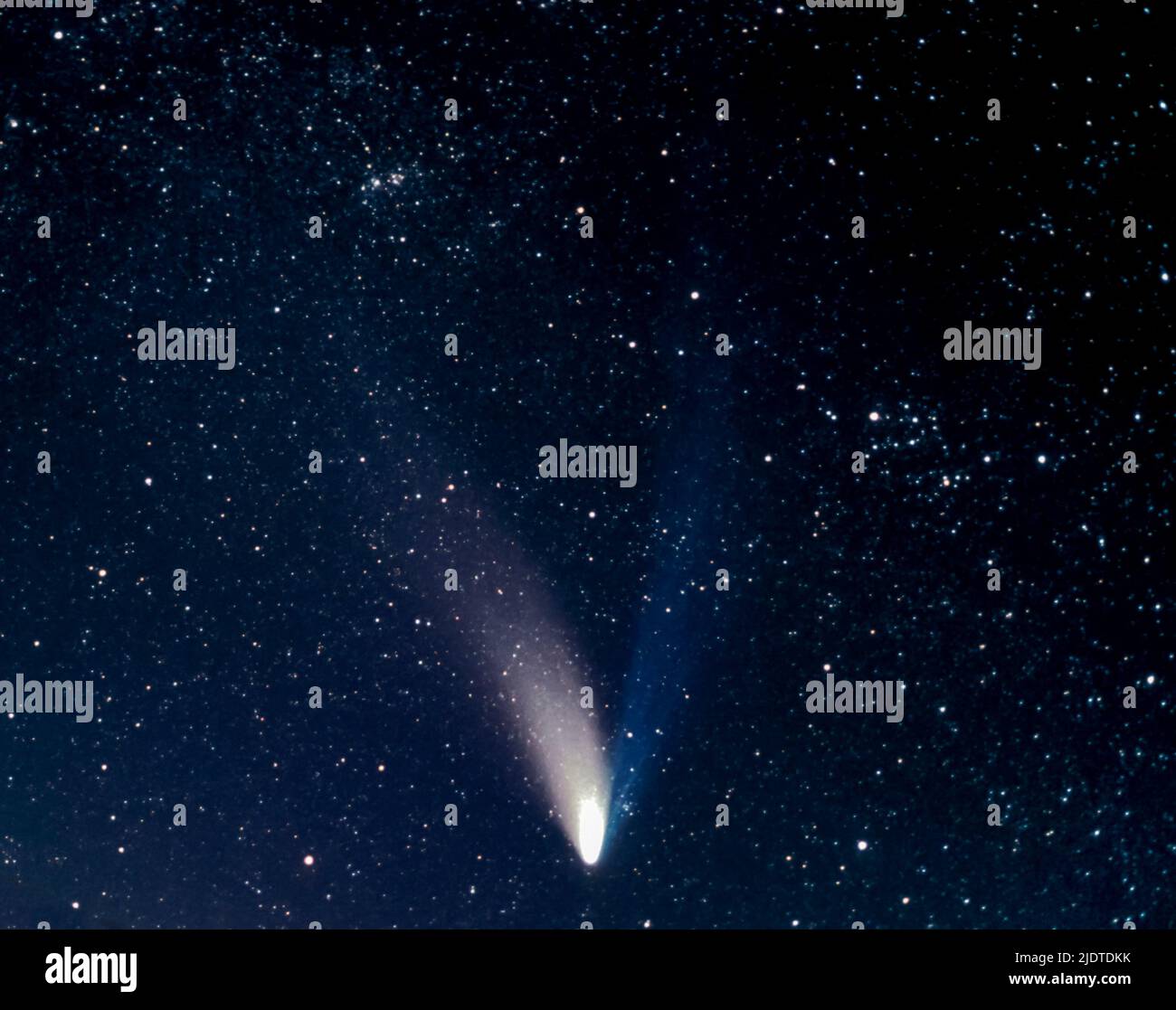 The spectacular Comet Hale Bopp from Hidra, south-western Norway on 6th April 1997 at 22:45 local time. Stock Photo