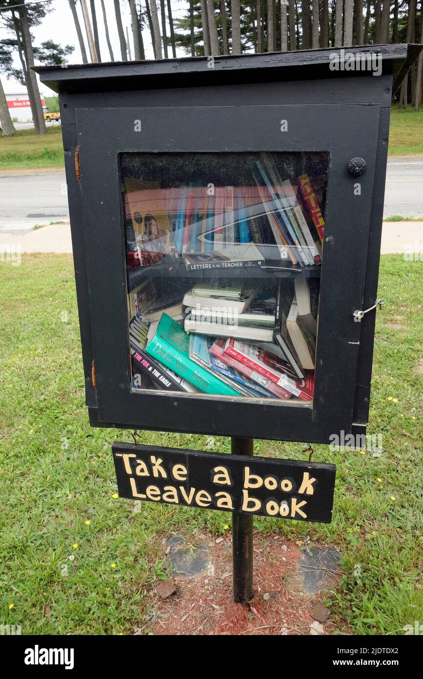 Take a book leave a book roadside library Nova Scotia Canada at Caledonia Stock Photo