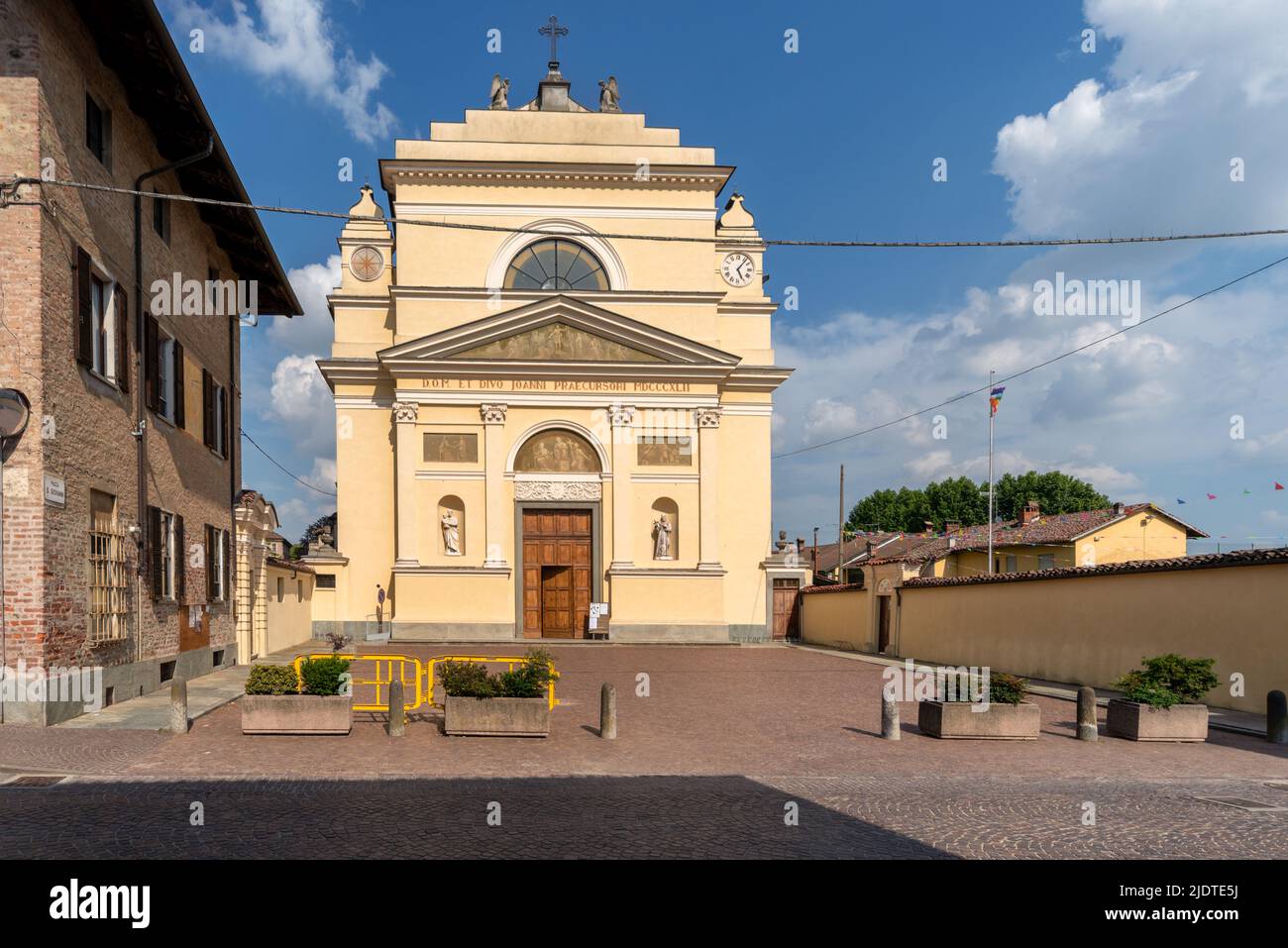 Casalgrasso, Cuneo, Italy - June 06, 2022: the parish church of San Giovanni in Saint John square Stock Photo