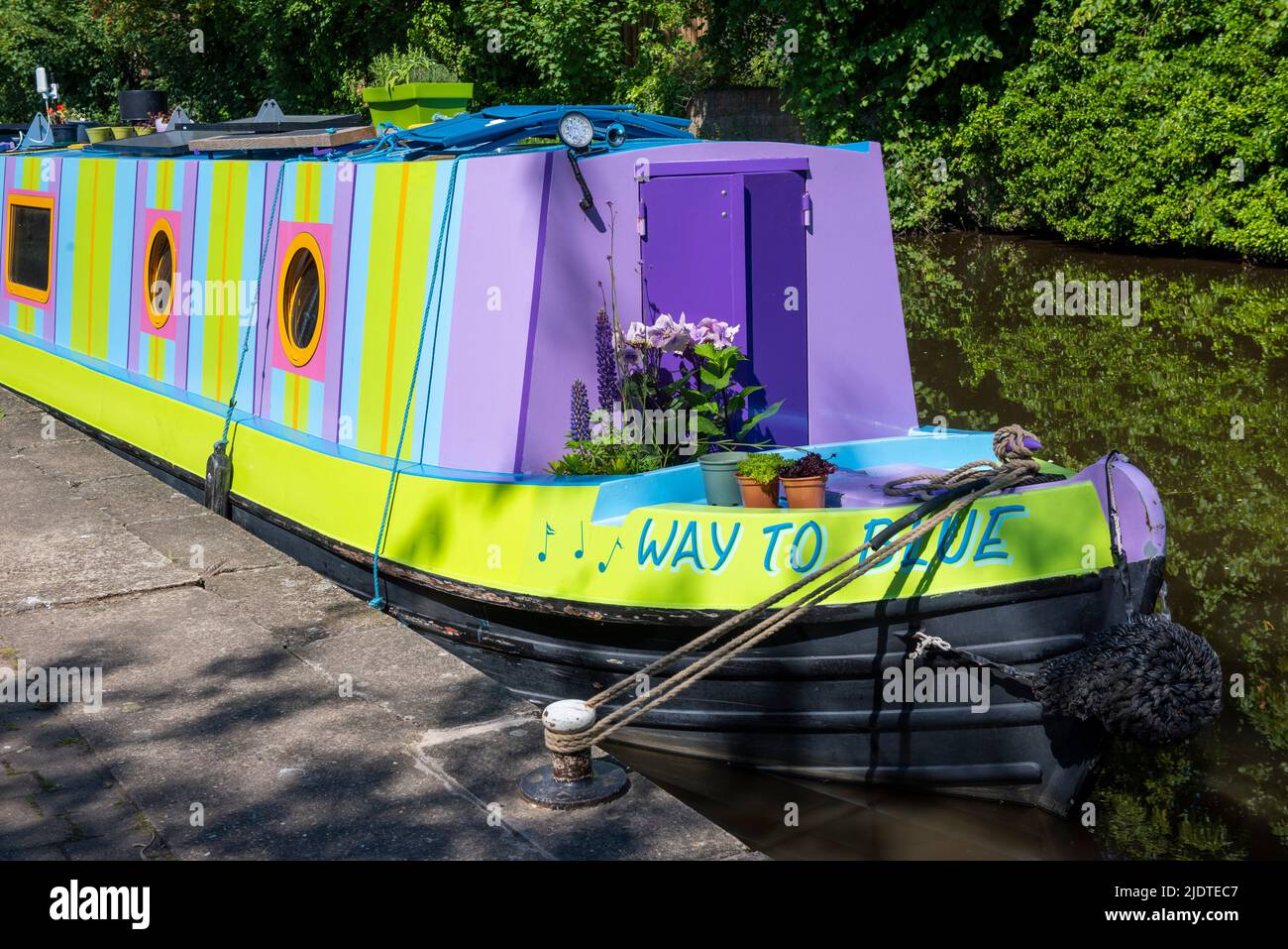 A colourful boat on the Nottingham and Beeston Canal, Nottinghamshire
