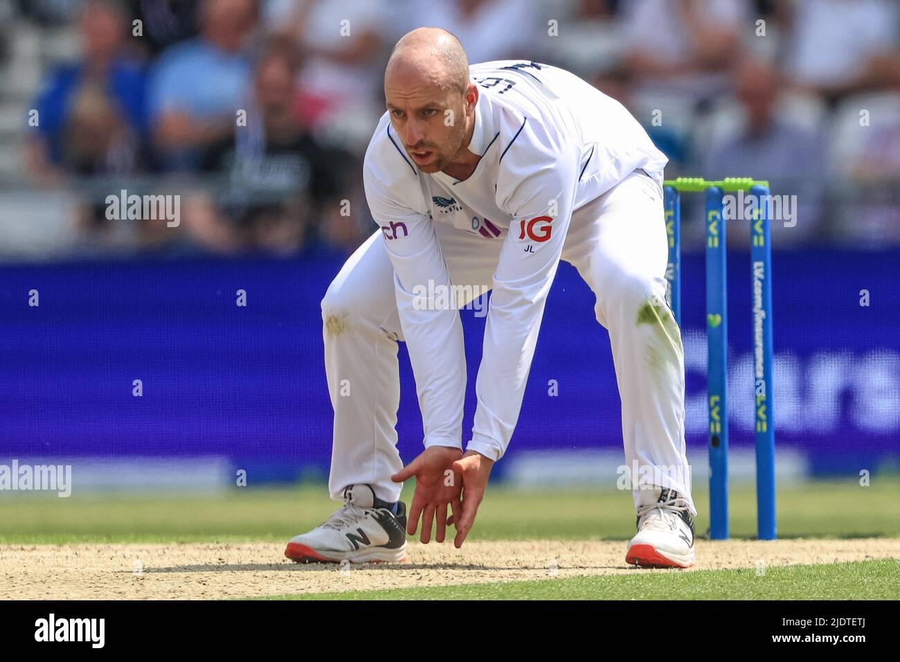 Jack Leach of England during the game Stock Photo Alamy