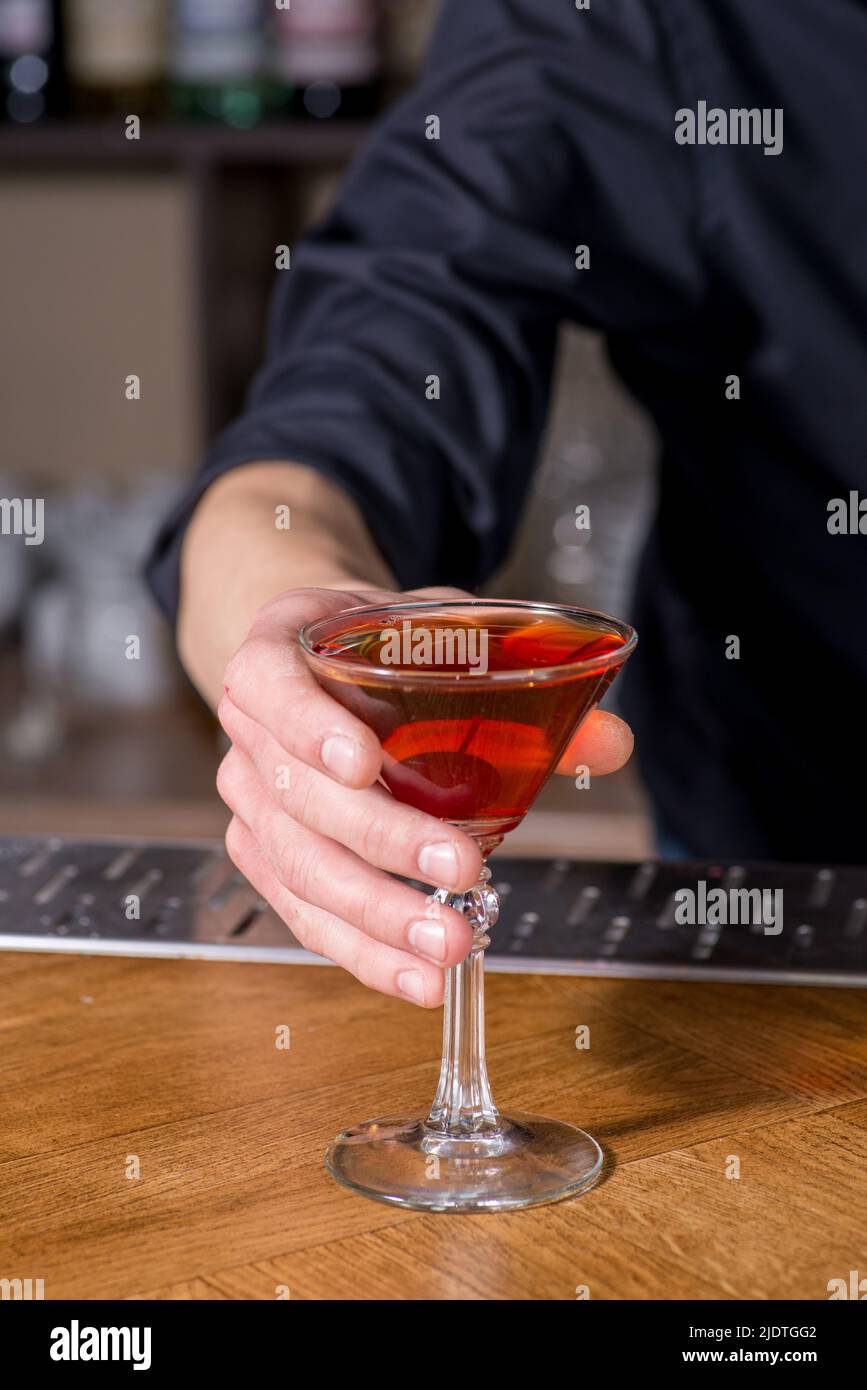 Bartender prepares a cocktail Stock Photo