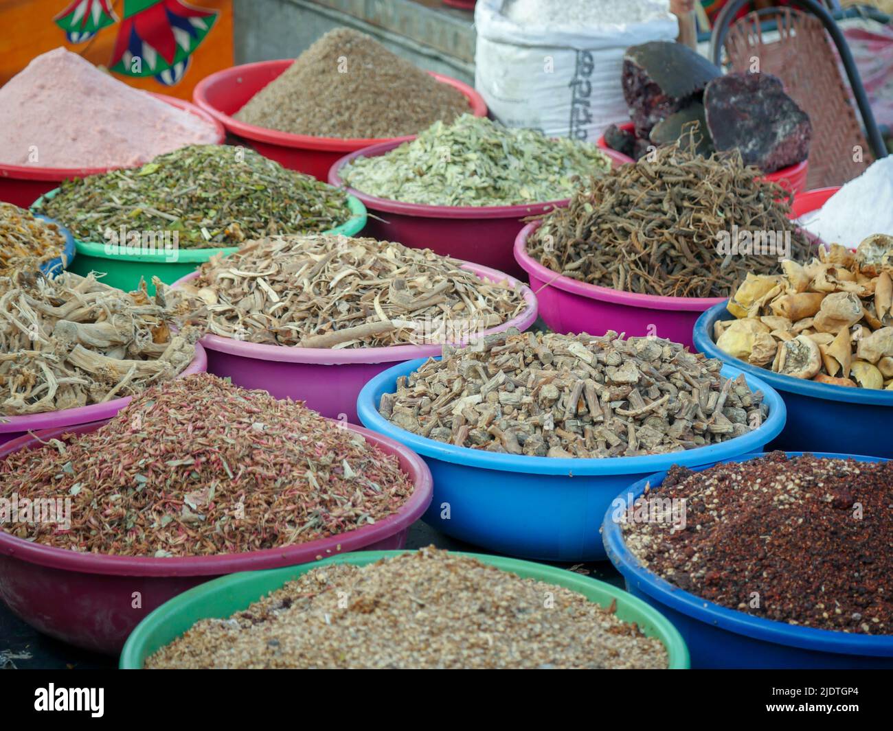 Bowls of Ayurvedic Herbs and Spices use for various ayurveda medicines