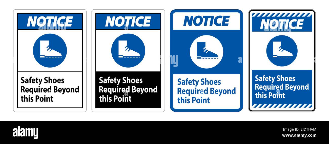 Notice Sign Safety Shoes Required Beyond This Point Stock Vector Image