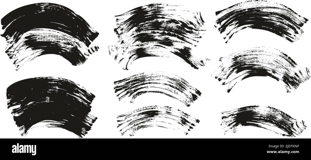 Flat Fan Brush Regular Curved Background High Detail Abstract Vector Background Set Stock Vector