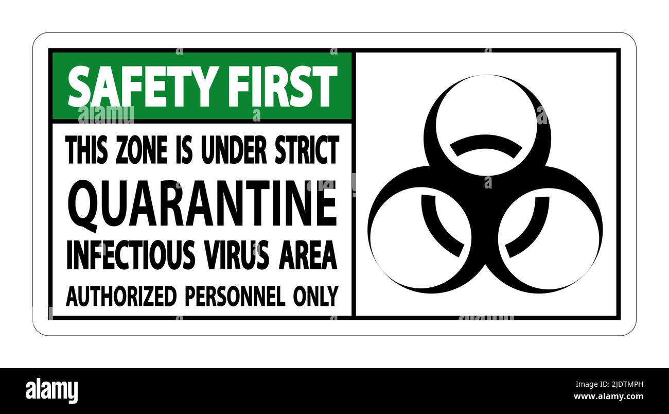 Safety First Quarantine Infectious Virus Area Sign Isolate On White ...