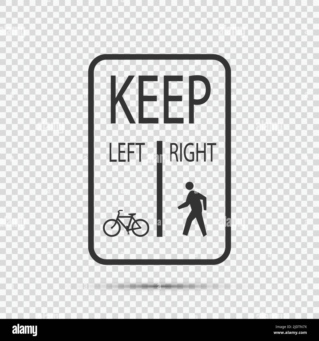 Bicycles Keep Left Pedestrians Keep Right Sign on transparent background,vector illustration Stock Vector