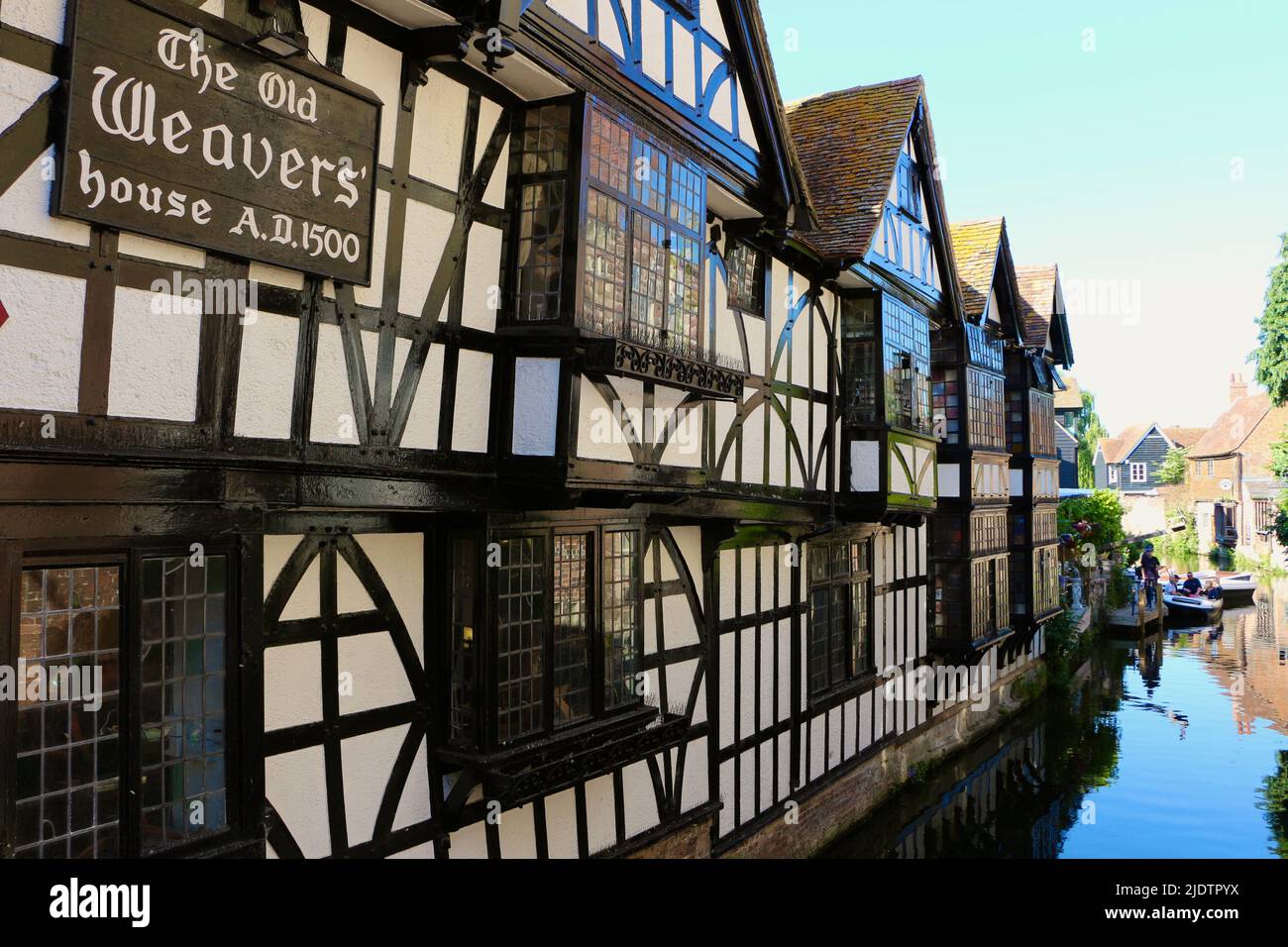 The Old Weavers' House A.D. 1500 restaurant on the River Stour Canterbury Kent England UK Stock Photo