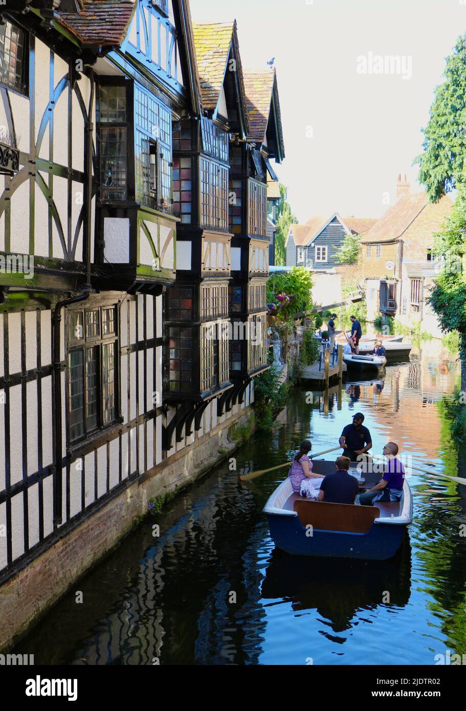 The Old Weavers' House A.D. 1500 restaurant on the River Stour Canterbury Kent England UK Stock Photo