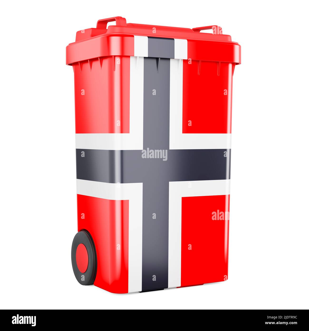 Waste container with Norwegian flag, 3D rendering isolated on white background Stock Photo