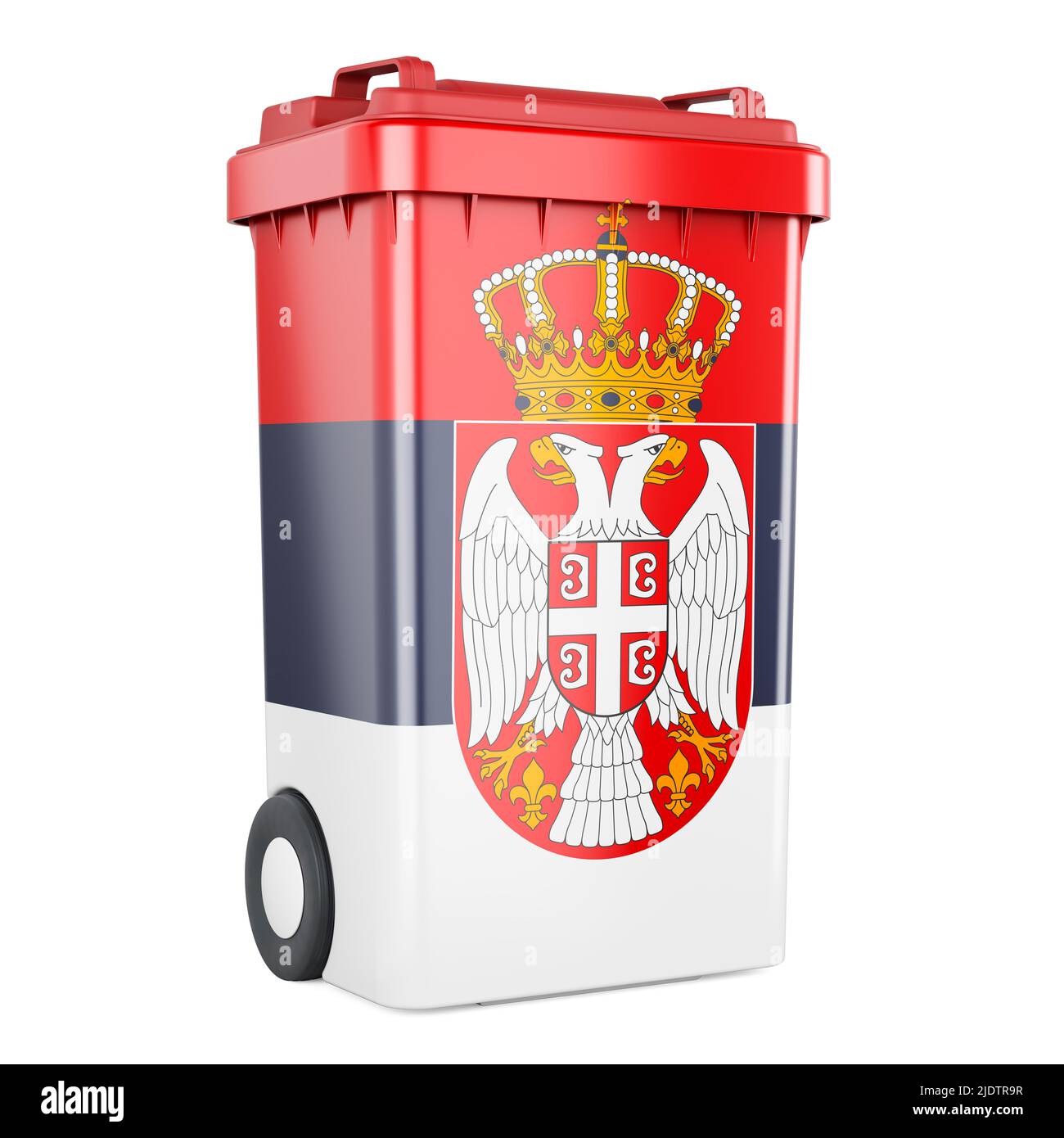 Waste container with Serbian flag, 3D rendering isolated on white ...