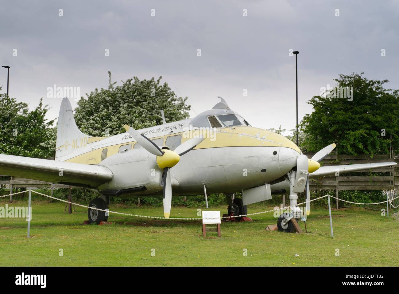 de Havilland DH104 Dove 2, G-ALVD, (G-ALCU,) Midlands Air Museum, Coventry, Stock Photo