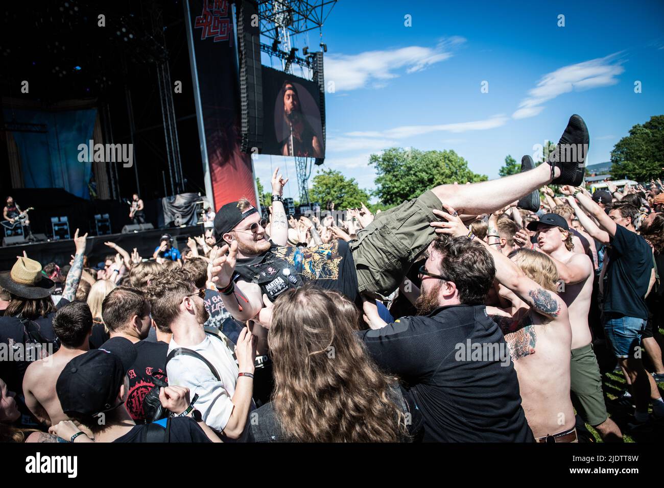 Oslo, Norway. 23rd June, 2022. Concert goers attend a live concert with ...