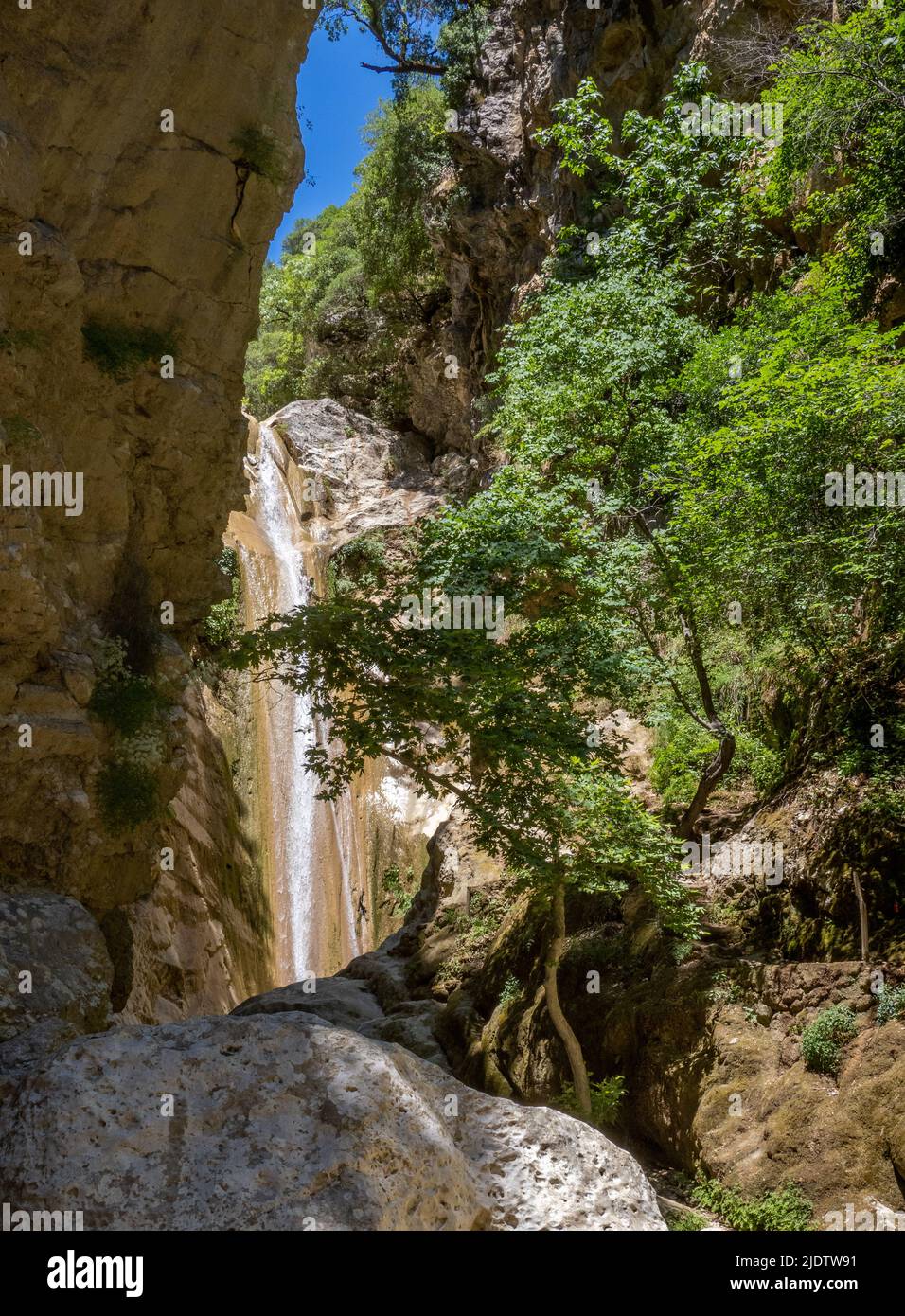 Dimosari waterfall above Nidri on Lefkada in the Ionian Islands of ...