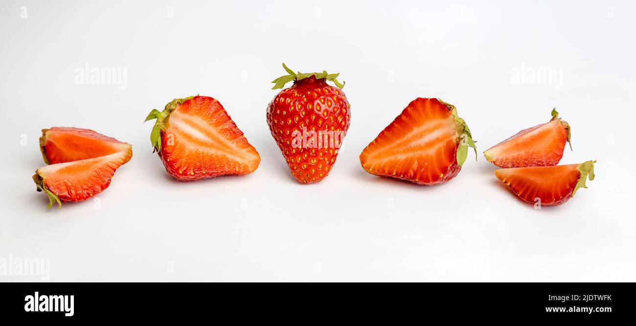 Strawberries isolated on white background. Front view. Stock Photo