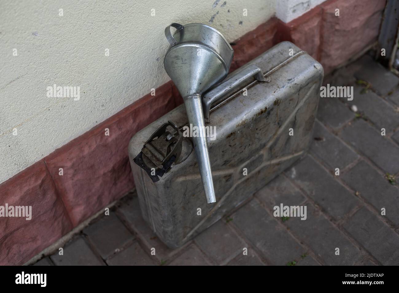 canister and watering can for diesel. the canister with the fuel and