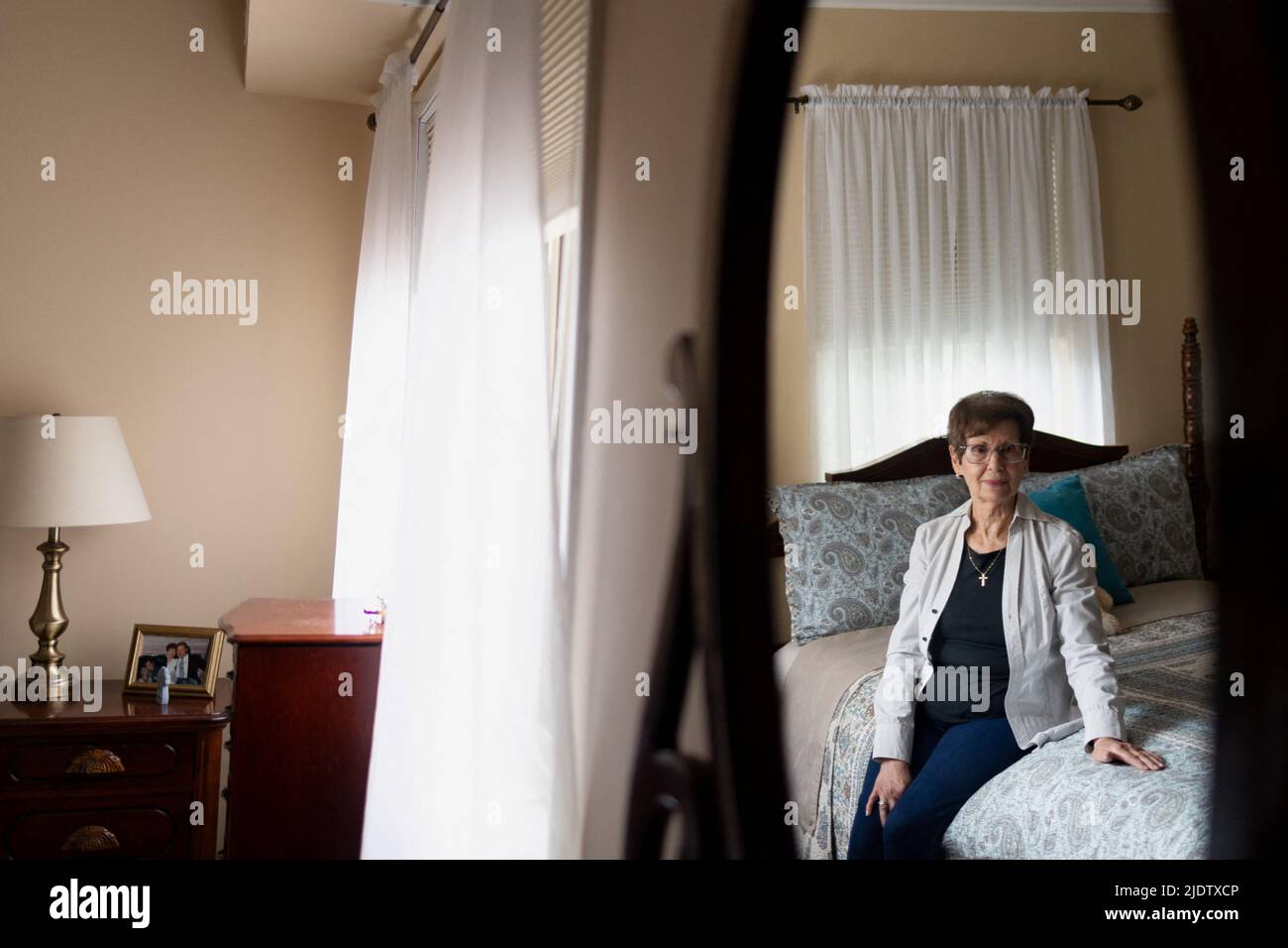 Theresa Germont poses for a portrait at her home in Ambler, Pennsylvania, U.S., May 3, 2022. Picture taken May 3, 2022. REUTERS/Hannah Beier Stock Photo