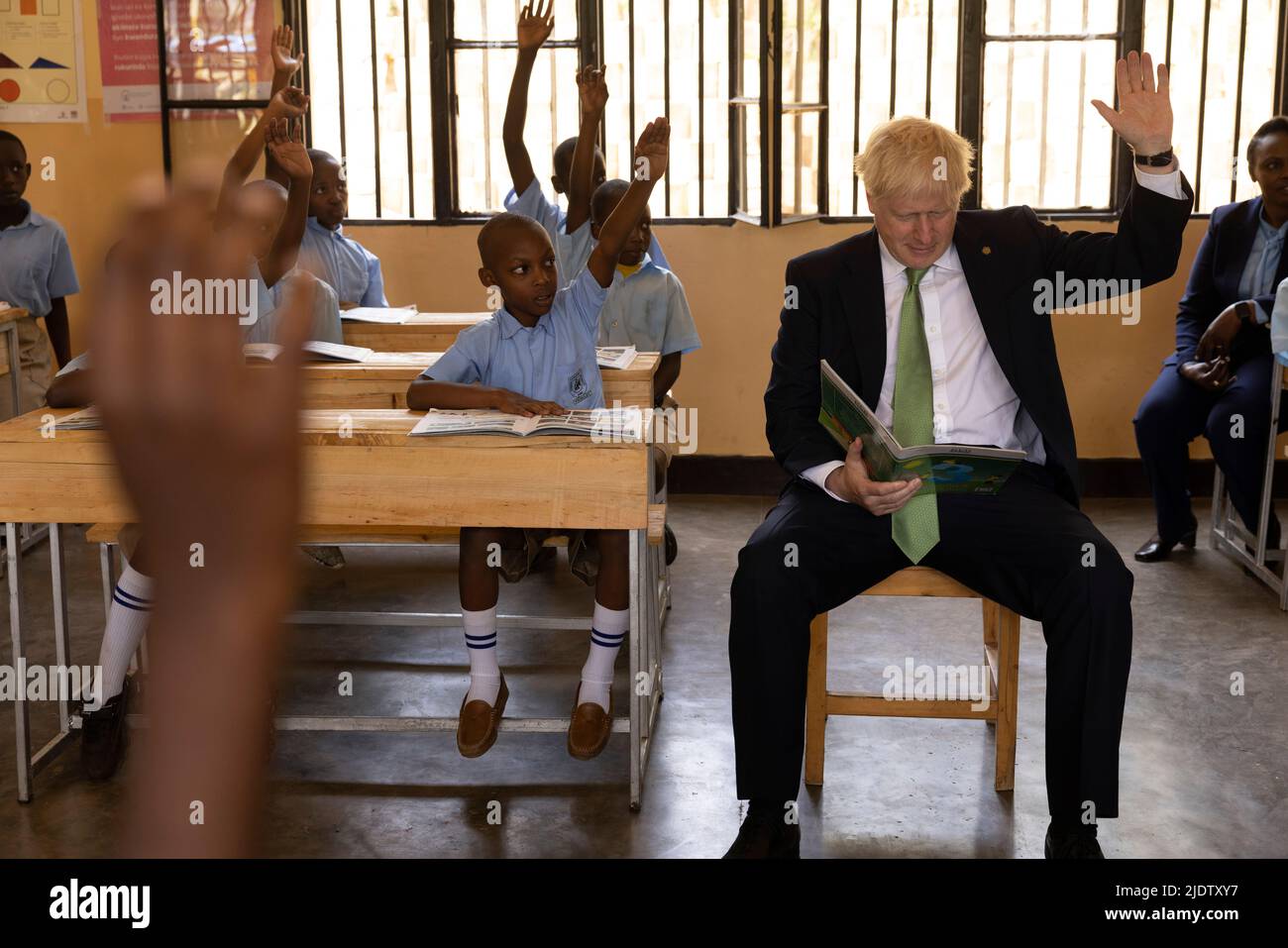 Prime Minister Boris Johnson attends a lesson during a visit to the GS ...