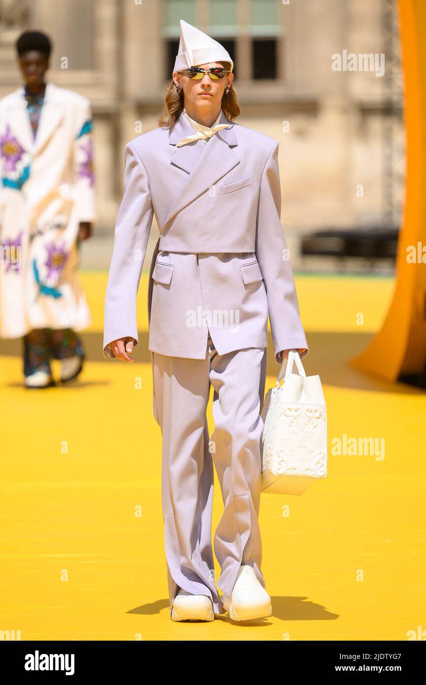 Paris, France. 23/06/2022, A model walks the runway during the Louis Vuitton  Menswear Spring Summer 2023 show as part of Paris Fashion Week on June 23,  2022 in Paris, France. Photo by