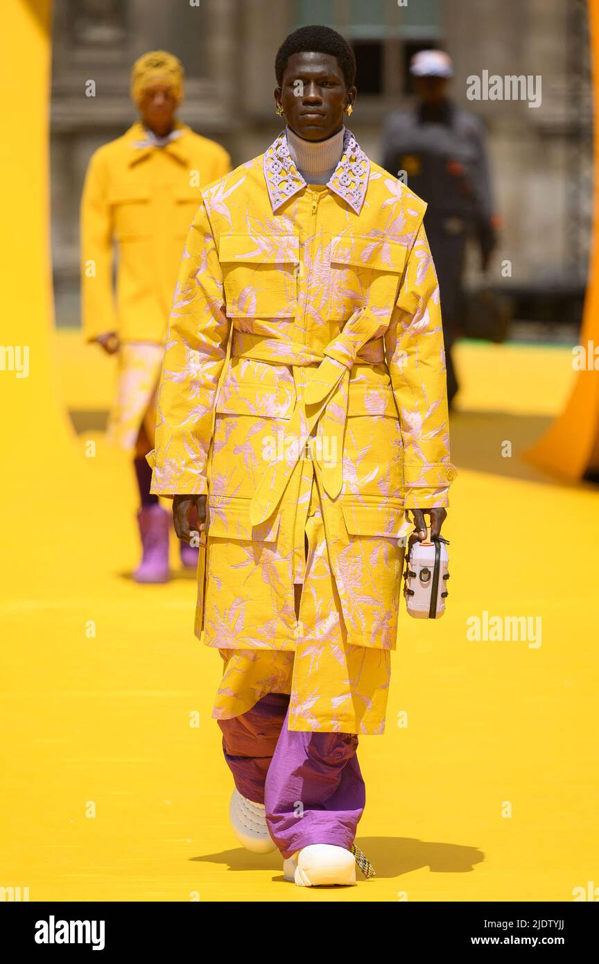 Paris, France. 23/06/2022, A model walks the runway during the Louis Vuitton  Menswear Spring Summer 2023 show as part of Paris Fashion Week on June 23,  2022 in Paris, France. Photo by