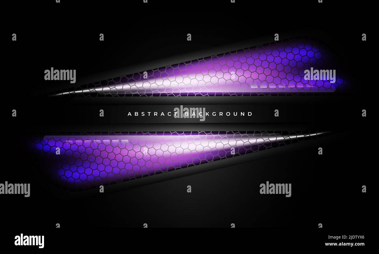 Abstract black modern background with translucent purple triangular design elements. Modern abstract technology background concept. Vector Stock Vector