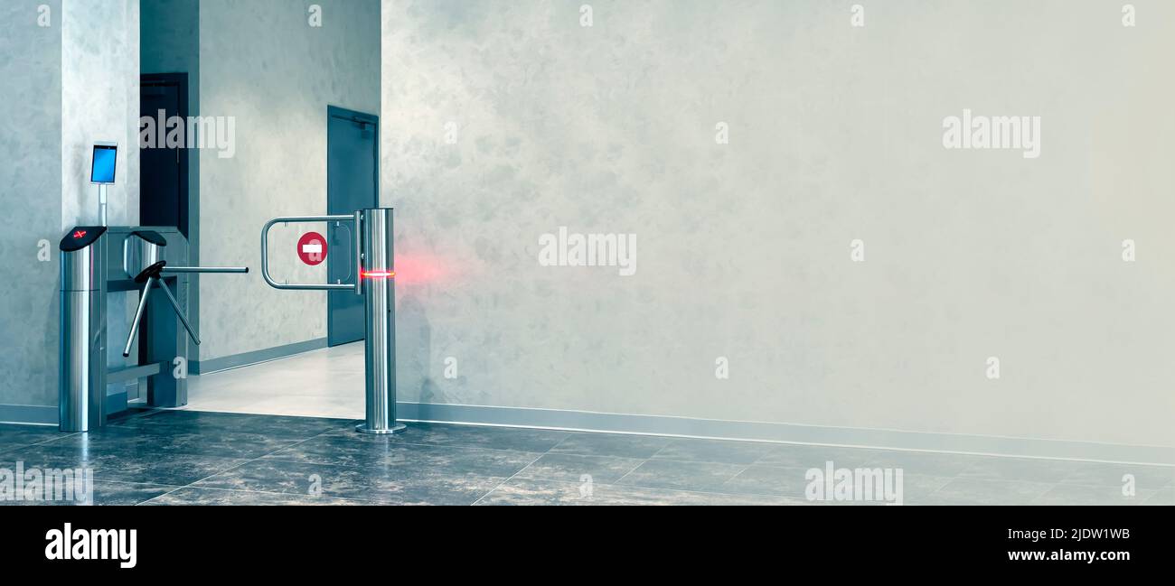 Electronic turnstile. Access system to the building. Pass through the passes. Security systems