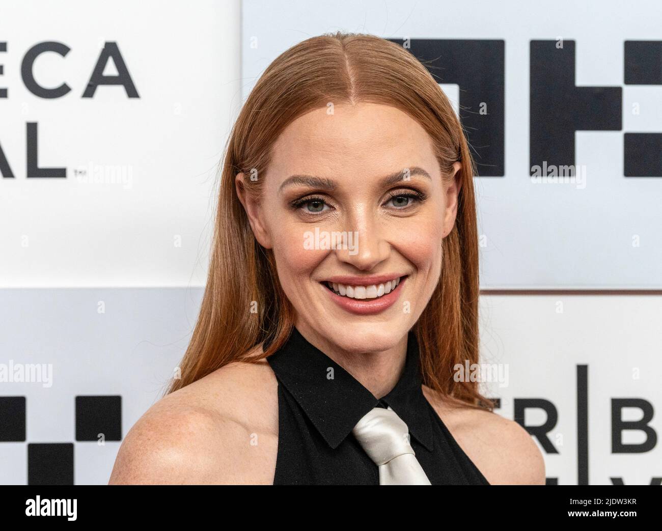 New York, NY - June 14, 2022: Jessica Chastain attends 'The Forgiven' premiere during Tribeca Film Festival at BMCC Stock Photo