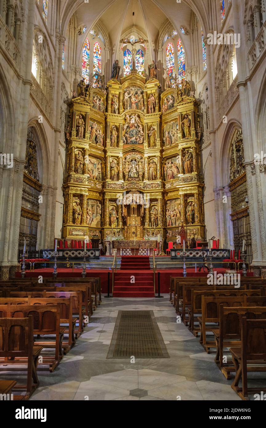 Spain, Burgos. Cathedral of Santa Maria, Main Altar, 16th century, Saint Thecla Chapel. Stock Photo
