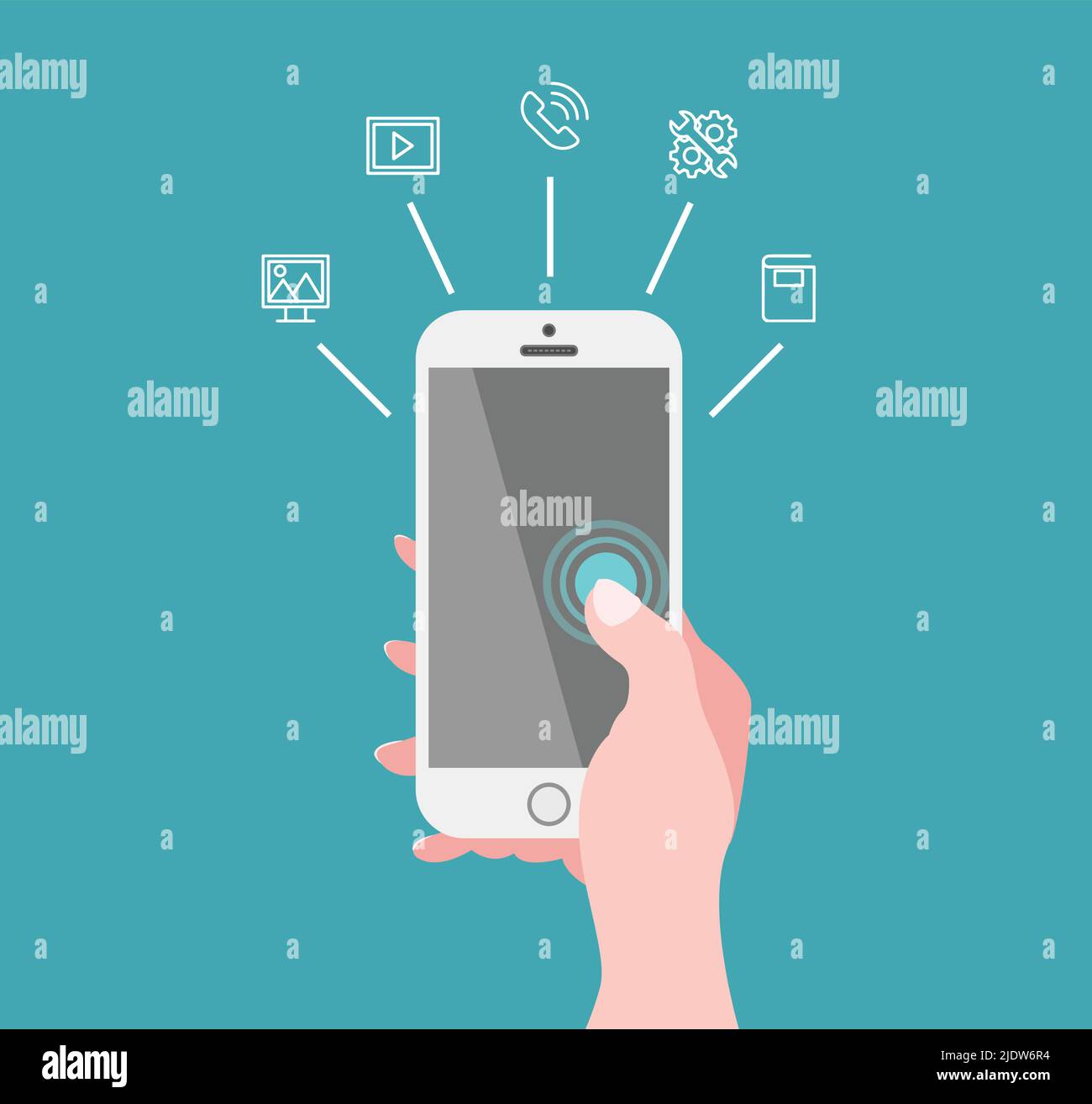 Mobile Phone Illustration Icons Concept Device Flat Design Smartphone ...