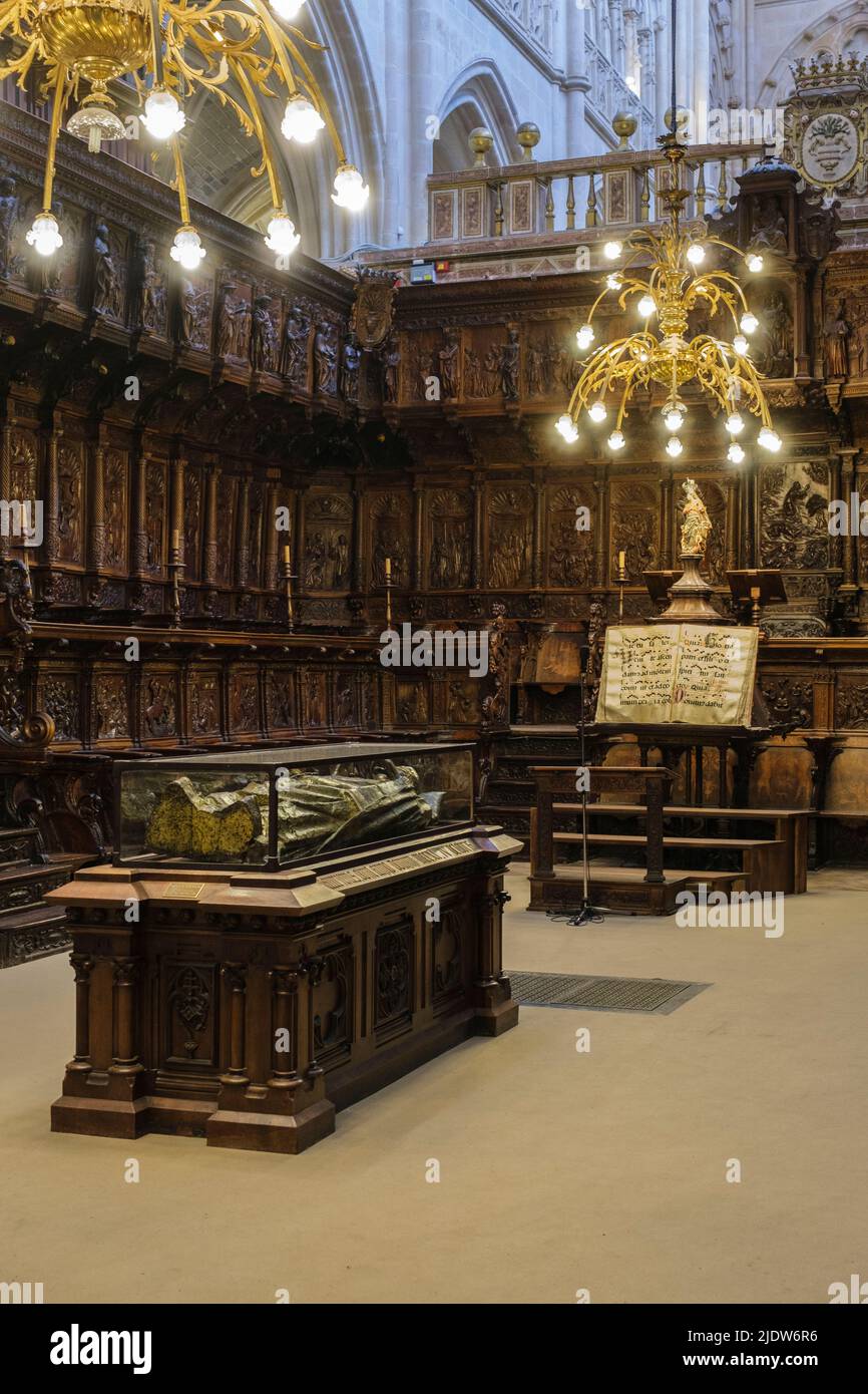 Spain, Burgos. Cathedral of Santa Maria, a World Heritage Site. Choir Stalls. Stock Photo
