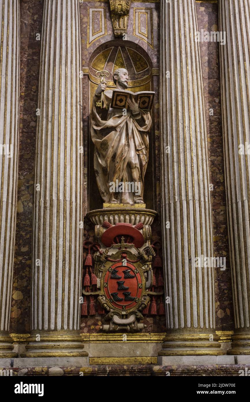 Spain, Burgos. Cathedral of Santa Maria, a World Heritage Site. Interior Sculpture. Stock Photo
