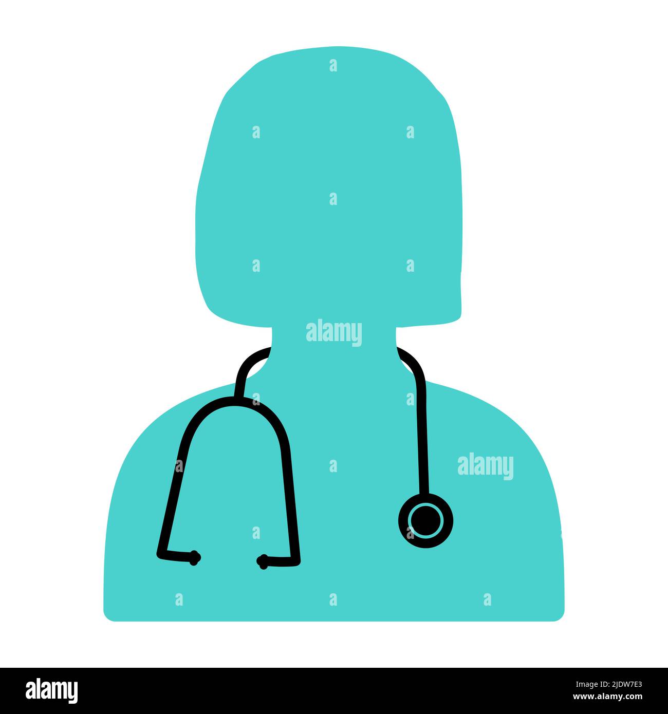 Female Doctor with stethoscope icon. Flat vector illustration Stock ...