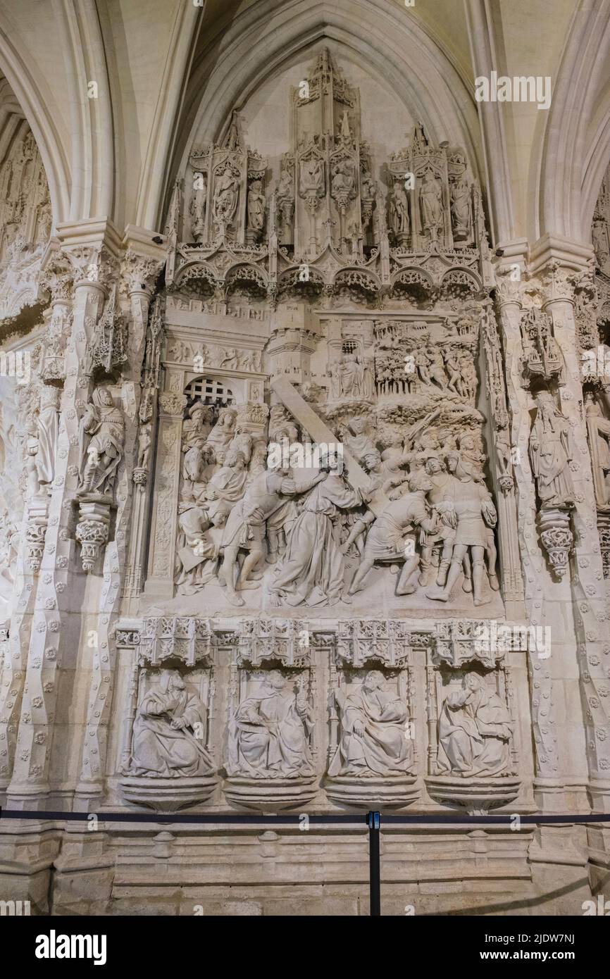 Spain, Burgos. Cathedral of Santa Maria. Christ Carrying the Cross. Stock Photo
