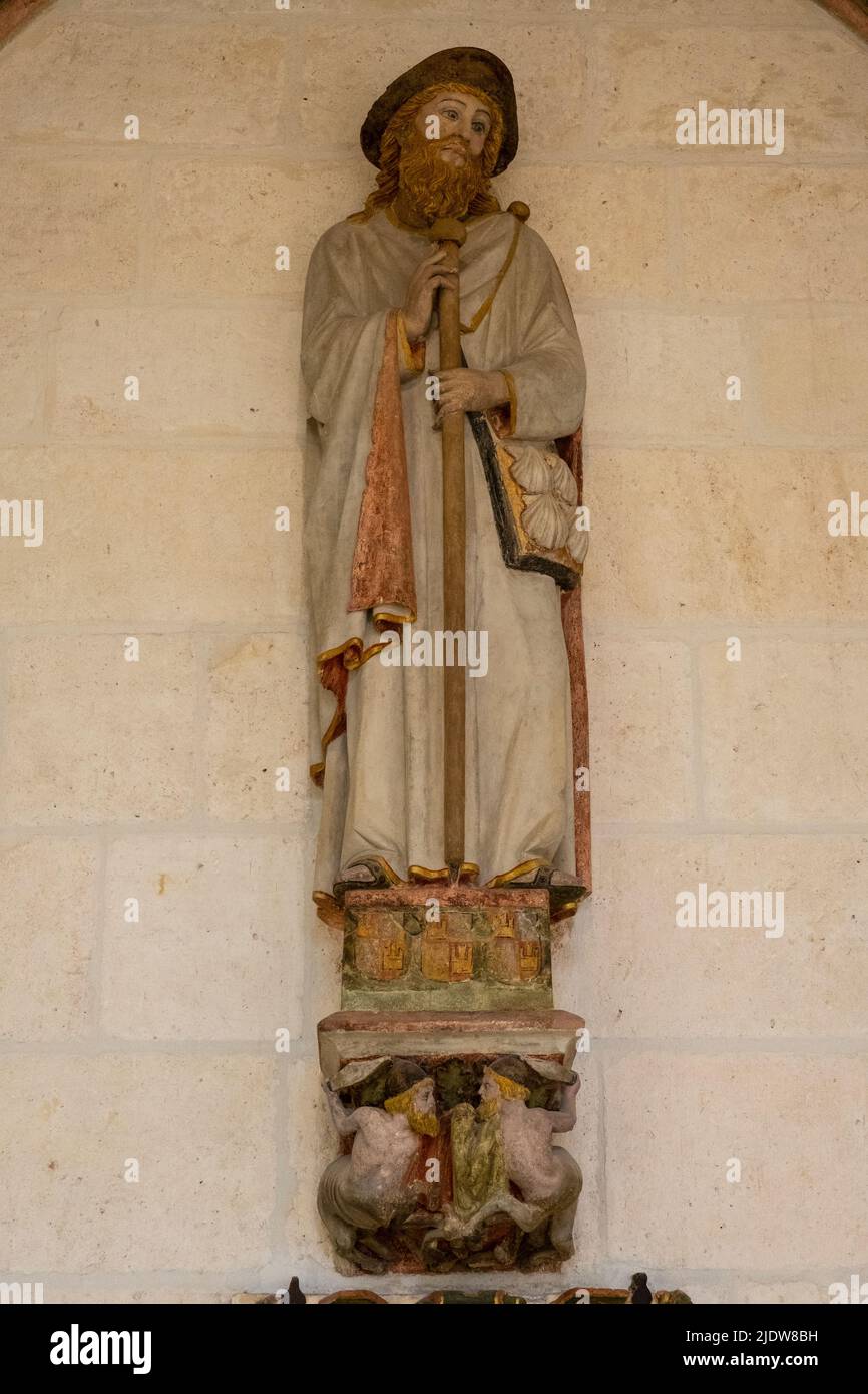 Spain, Burgos. Cathedral of Santa Maria. Statue of Saint James as a Pilgrim. Stock Photo