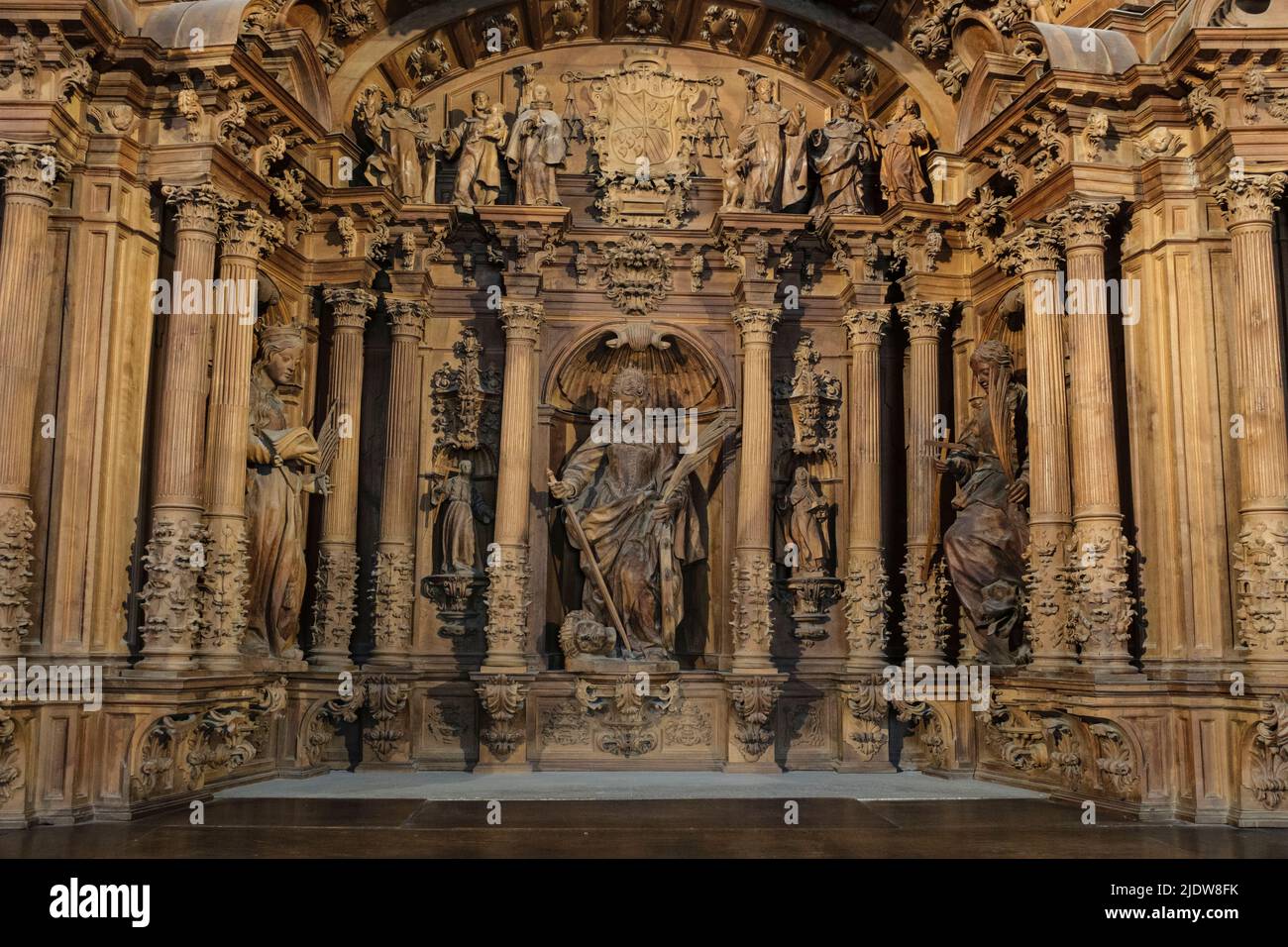 Spain, Burgos. Cathedral of Santa Maria, a World Heritage Site. Altarpiece, Chapel of Saint Catalina. Stock Photo