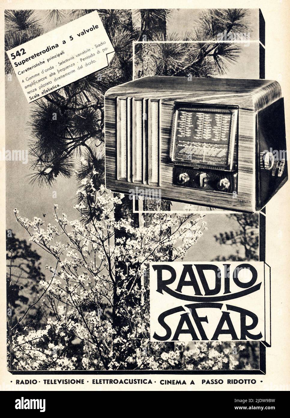 1938 , ITALY : Advertising for the italian  RADIO S.A.F.A.R. - EIAR - E.I.A.R. - ANNI TRENTA - '30 - 30's - television - televisione -  fascismo - fascism - fascist - fascista  - pubblicità ----  Archivio GBB Stock Photo