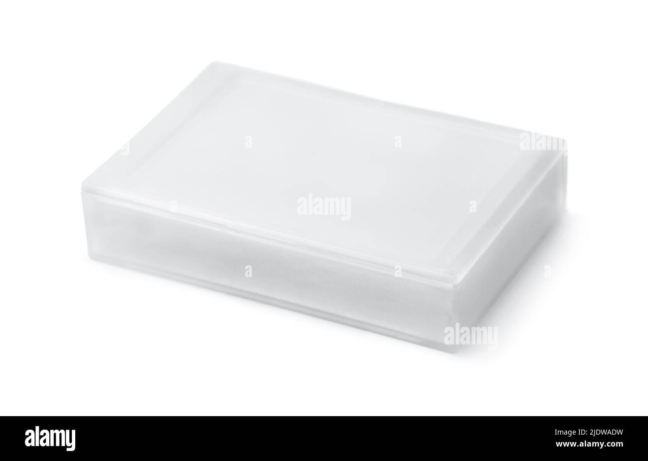 White plastic retail packaging box isolated on white Stock Photo