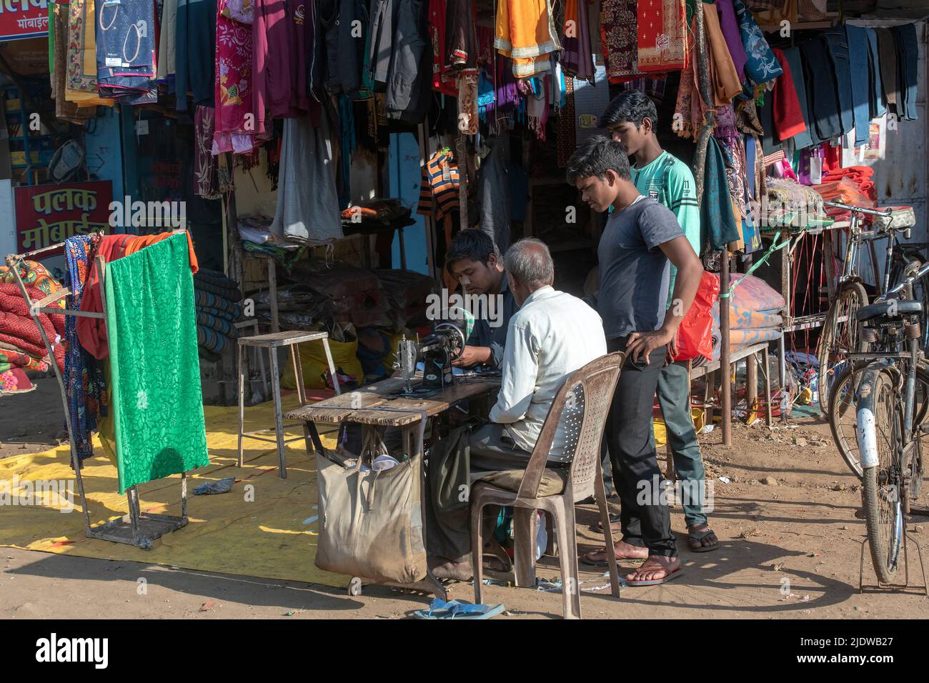 Tailor on the street of Shahpura, Madhya Pradesh, india. Stock Photo