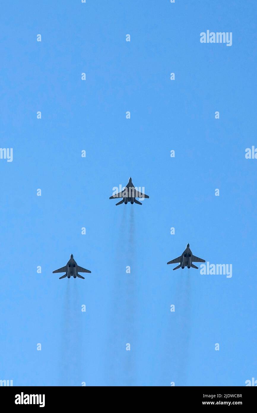 Military air force parade in Kiev on the Independence Day of Ukraine August 24, 2018 Stock Photo