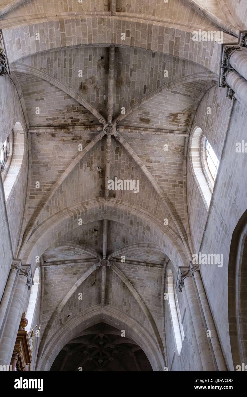 Spain, Santo Domingo de la Calzada. Gothic Ceiling Vaulting in the Cathedral of Santo Domingo de la Calzada. Stock Photo